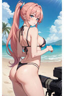 ai-generated ai-upscaled anime beach bikini black_bikini blue_eyes blushing busty camera island isle long_hair looking_at_viewer paradise_island pink_hair ponytail public_domain sole_female stable_diffusion standing sweat waifu2x wtfpl_v2 // 1024x1536 // 282KB